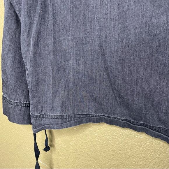 Madewell Womens Top Size XXS Black Long Sleeve Chambray V-Neck Pullover Casual - Picture 8 of 12